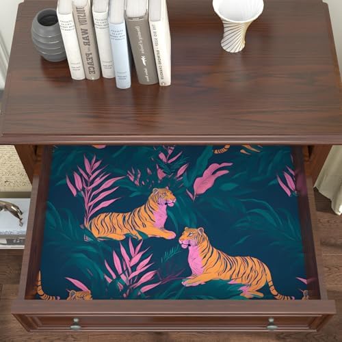 BOKEBEVE Tropical Tiger Wallpaper Peel and Stick Green Pink 17.5 x 196In - Image 2