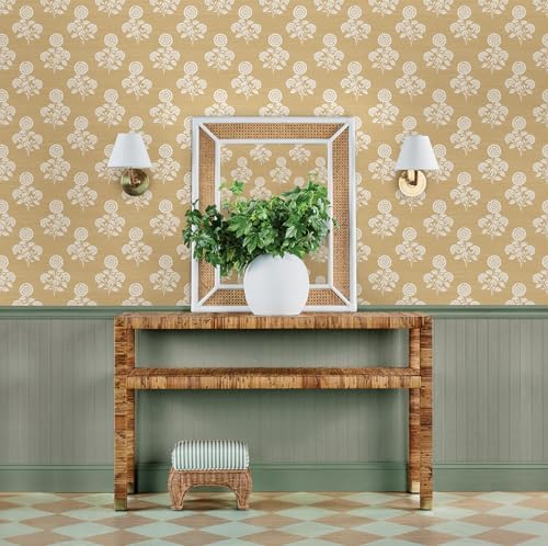 NuWallpaper Flourish Block Print Wheat Faux Grasscloth Peel and Stick Wallpaper - Image 3