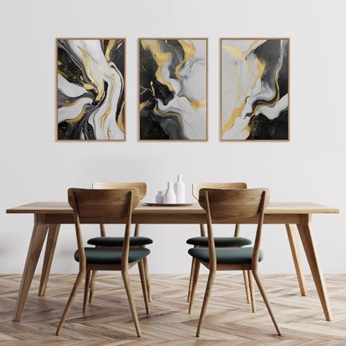 HLNIUC Abstract Minmalist Wall Art, Flow Marble Wall Art, Modern Neutral Framed - Image 6