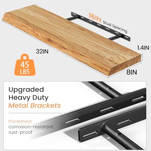 Live Edge Floating Shelves for Wall, Farmhouse Floating Shelf for Living Room - Image 3
