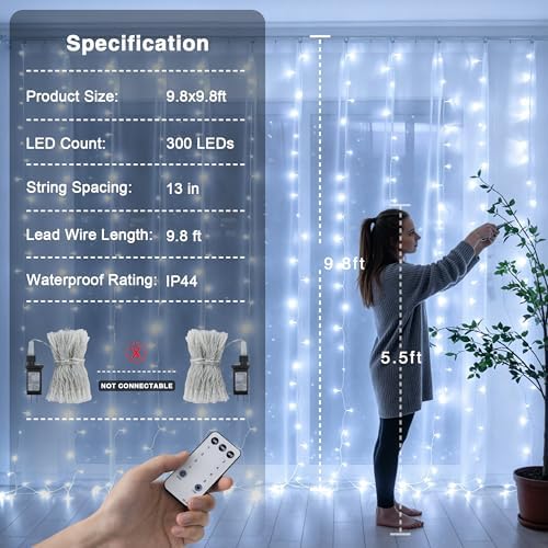 JMEXSUSS 300 LED Curtain Lights, Indoor String Lights - Image 6