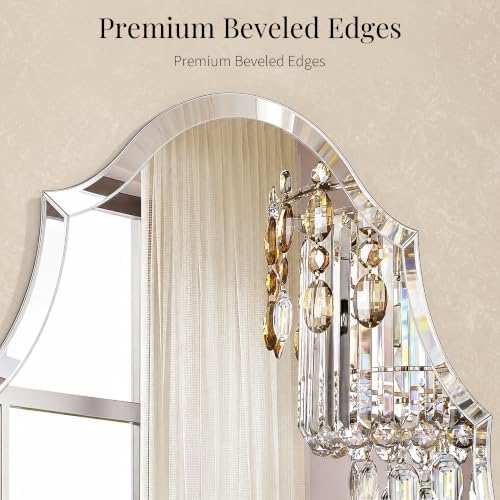 24x36 Inch Scalloped Oval Frameless Beveled Wall Mirror - Image 3