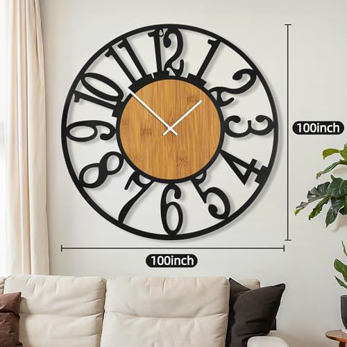 Maxstar Large Round Wall Clock for Living Room Decor Battery Operated Non - Image 2