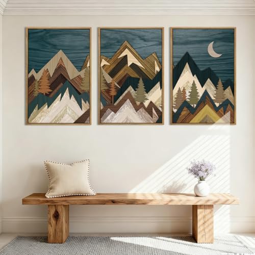 BINCUE Framed Mountain Wall Art Landscape Wall Decor Moon and Nature Artwork - Image 2