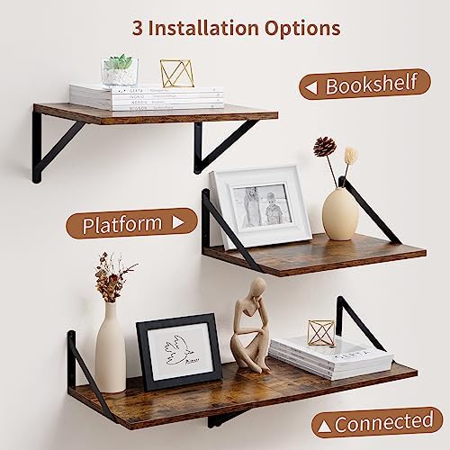 Axeman Deep Floating Shelves for Wall, 16W x 12D Rustic Wood Wall Shelves Set - Image 5