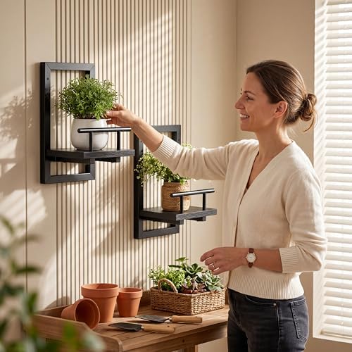 Sbosbo Floating Shelves for Wall Plant Shelf Indoor Wall Mounted Shelves - Image 2