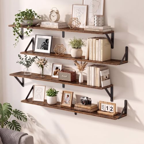 36 Inch Wall Shelves 6 Inch Deep, Rustic Brown - Image 5