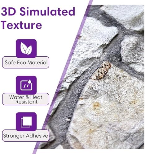 3D Peel and Stick Faux Stone Wall Panels 11.8" x 11.8" 10-Pack - Image 3