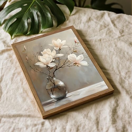 Framed Flower Canvas Wall Art, Elegant Nature Still Life Botanical Artwork - Image 2