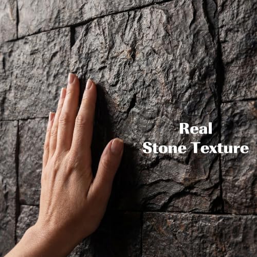 HOMCOM 8-Pack 3D Faux Stone Wall Panels Water-Resistant 4' x 2' Black - Image 3