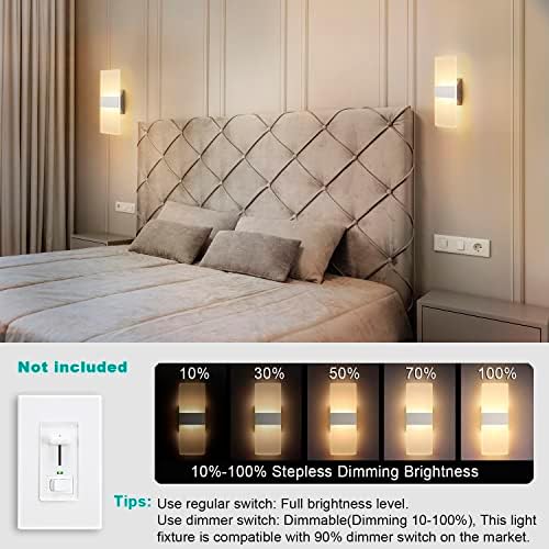 TRLIFE Modern Wall Sconces Set of 2, Dimmable LED Wall Sconce 12W 3000K Warm - Image 3