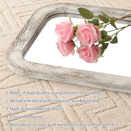AAZZKANG Mirror Full Length Rectangle Wood Framed Large Wall Mirrors White - Image 3