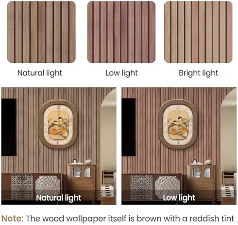 Wood Slat Panel Peel and Stick Wallpaper Brown Wooden Contact Paper - Image 5