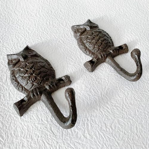 Rustic Owl-Shaped Decorative Wall Hook Rack Hangers - Image 4