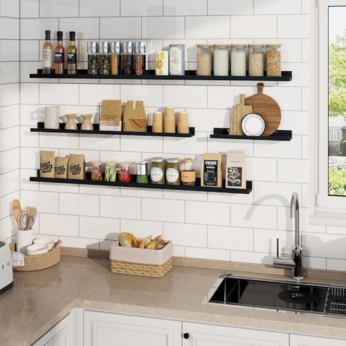 RICHFOCUS Picture Ledge Shelf, 48 inch Floating Shelves Set of 2, Wood Wall - Image 2