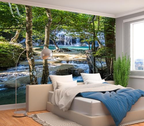 Stunning Tropical Forest Waterfall Nature Wallpaper Peel Stick by Cliouar