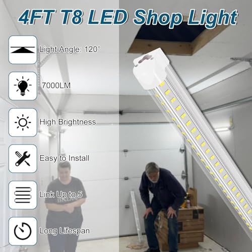 Led Shop Lights, Led Shop Lights 4FT 50W 6500K 7000LM Clear White, Shop Light - Image 2