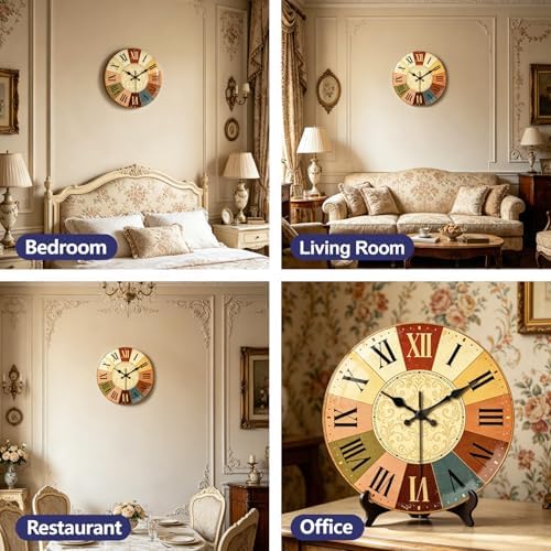 peacoblue Vintage Wheel Wall Clocks Battery Operated - Image 6