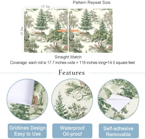 VaryStyle Tolie Woodland Wallpaper Peel and Stick Forest Tree/Deer/Floral - Image 7