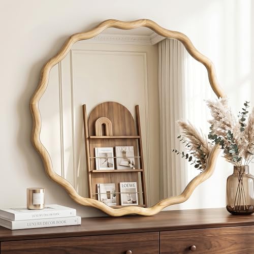 FICTOR Round Wood Wall Mirror - Image 5