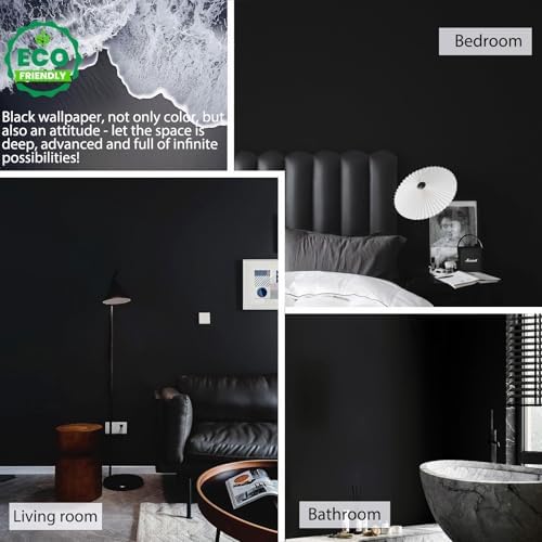 15.7" x 394"Black Wallpaper Matte Black Contact Paper Self Adhesive Peel and - Image 3