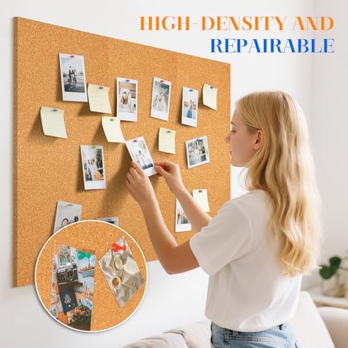 DOLLAR BOSS Cork Board Tiles, 6 Packs 12" x 12" 1/2" Thick Bulletin Board - Image 5