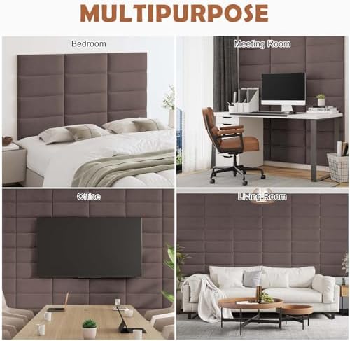 IFNOW Wall Mounted Headboard, Peel and Stick Panels, Dark Skin - Image 7