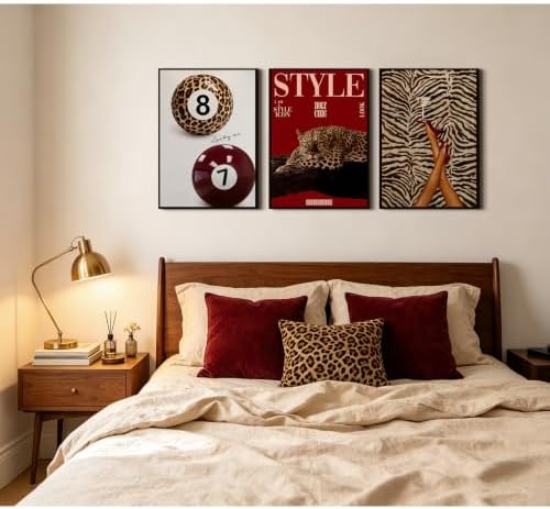 Red Cheetah Wall Decor Prints Leopard Pictures Aesthetic Poster Preppy Art - Image 7