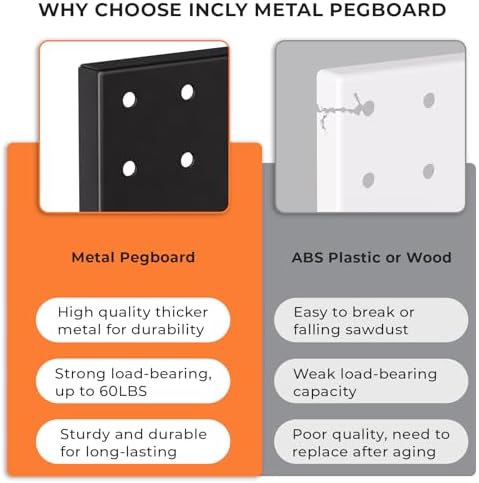 INCLY 4 Pack 12"x24" Upgrade Thicker Heavy Duty Metal Peg Board - Image 3