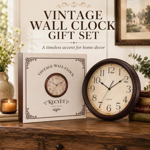 KECYET Wall Clocks Battery Operated Silent Small Vintage - Image 2
