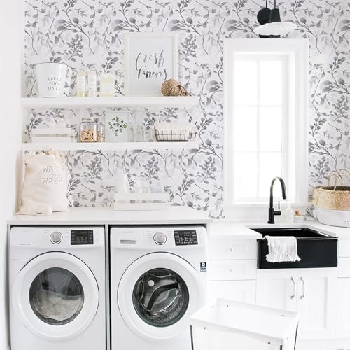 Orainege Gray Peel and Stick Wallpaper Floral Wallpaper Self Adhesive - Image 3