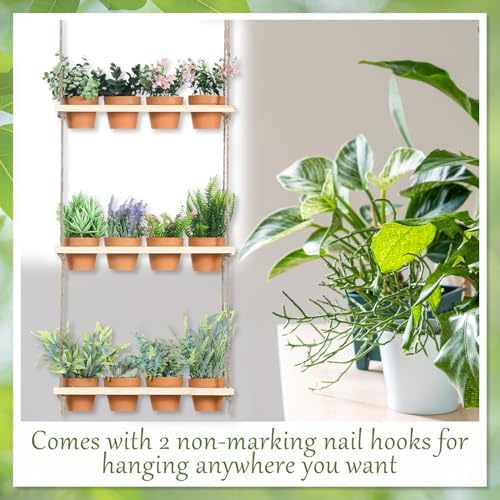 FillTouch 12 Pcs 3 Tiered Hanging Herb Garden Wall Hanging Planter - Image 4