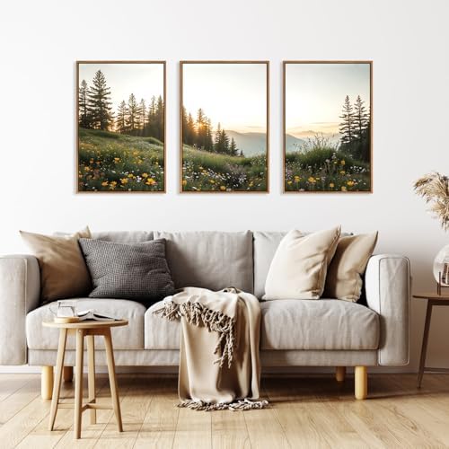 FWIEXA Mountain Canvas Wall Art Set, Framed Forest Nature Wall Decor, 3 Piece - Image 2