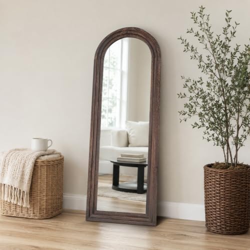 58x22 Arched Full Length Mirror, Solid Wood 3 Layer Frame by ABSWHLM