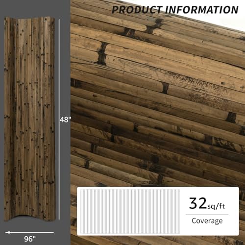 Art3d 48 x 96 in Pole Wrap Natural Bamboo Wall Panel, Dark Burned - Image 4