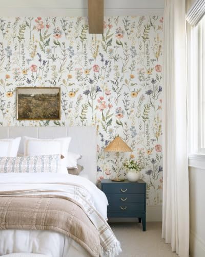 Dimoon Boho Peel and Stick Wallpaper White Floral Contact Paper 17.3x362in - Image 7