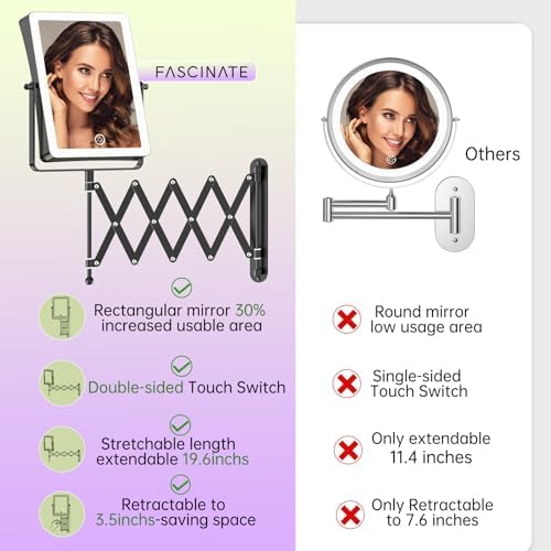 FASCINATE 8.7" 5000mAh Rechargeable Wall Mounted Makeup Mirror - Image 3