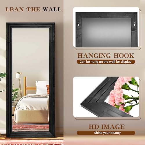 71x30in Full Length Mirror, 3-Tier Stepped Solid Wood Frame - Image 3