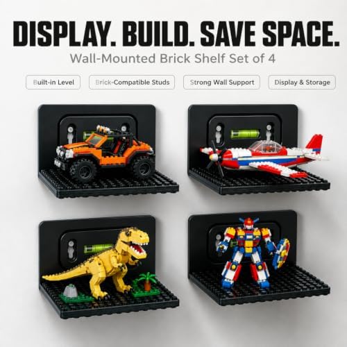 4 PCS Building Blocks Display Shelf Wall Mounted - Image 4