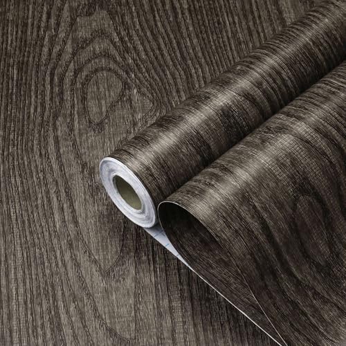 Dimoon Black Wood Wallpaper Wood Contact Paper Thickened Embossed Gray Wood - Image 3