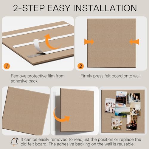 MaxGear Extra Large Bulletin Board 72" x 48", Tan Felt Wall Tiles Pushpins - Image 4