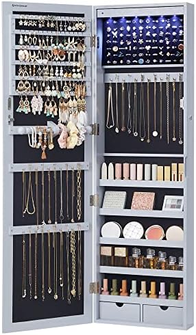 SONGMICS 6 LEDs Mirror Jewelry Cabinet, 47.2-Inch Tall by SONGMICSbySONGMICSHOME
