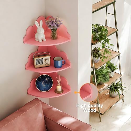 Cloud Corner Floating Shelves, Cute Nursery Wall Decor, Small Wooden Display - Image 5