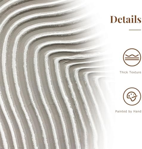 Zessonic Neutral Abstract 3D Textured Hand-Painted Thick Wall Art - Image 4