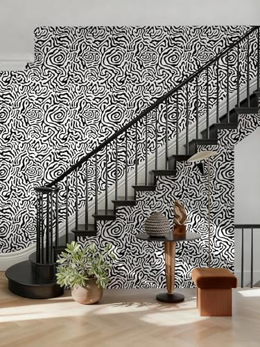 EeeComing Black and White Peel and Stick Wallpaper Abstract Geometric Self - Image 5