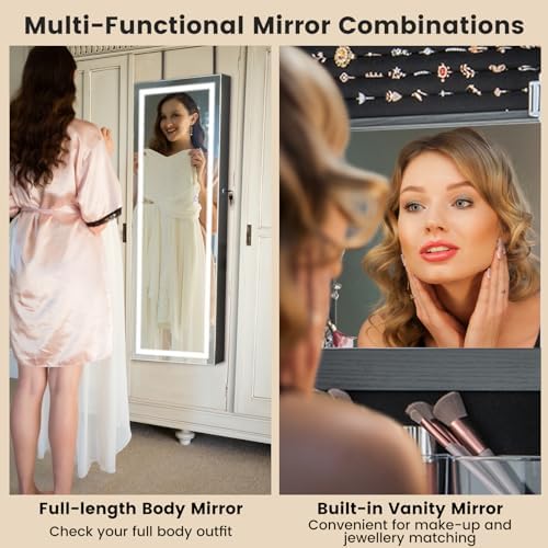 CHARMAID LED Mirror Jewelry Cabinet, 47.2'' Jewelry Armoire - Image 5