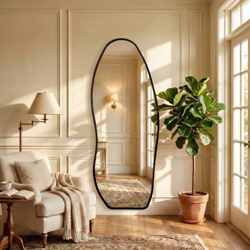 Irregular Full Length Mirror -Black Decor Floor Mirror - Image 4