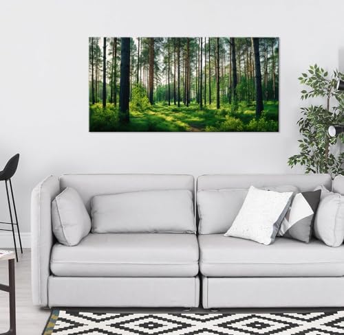 Calm Forest Landscape Wall Art for Living Room Office Green Canvas Painting - Image 5