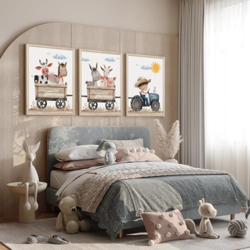 Farm Nursery Animal Wall Art Decor Baby Kids Room Poster Boy Tractor Prints - Image 7