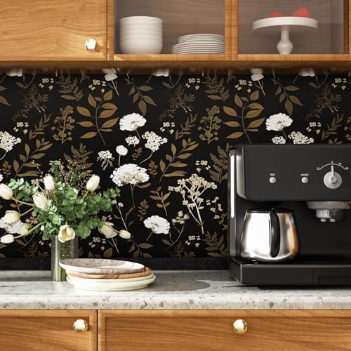 Laatse Vintage Dark Floral Leaf Peel and Stick Wallpaper 17.5"x393" - Image 6